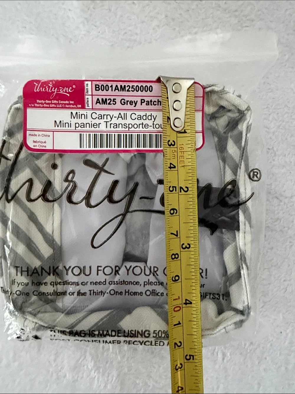 NIP thirty-one Mini Carry-All Caddy, Grey Patchwork